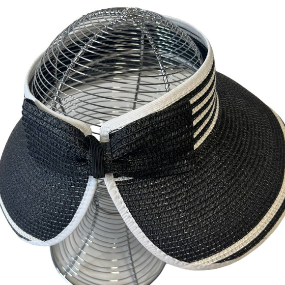 Vintage Y2K Magid Packable Women's Roll Up Wide Brim Sun Visor Two Tone Hat - Picture 6 of 7